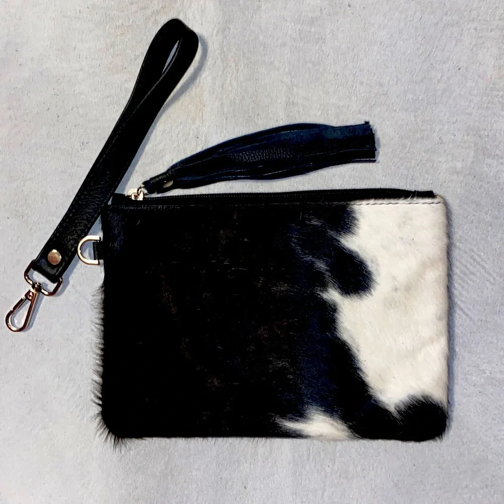 New Handmade Real Cowhide Wristlet Clutch Wallet Double Side Hair On#5543 - Picture 1 of 6